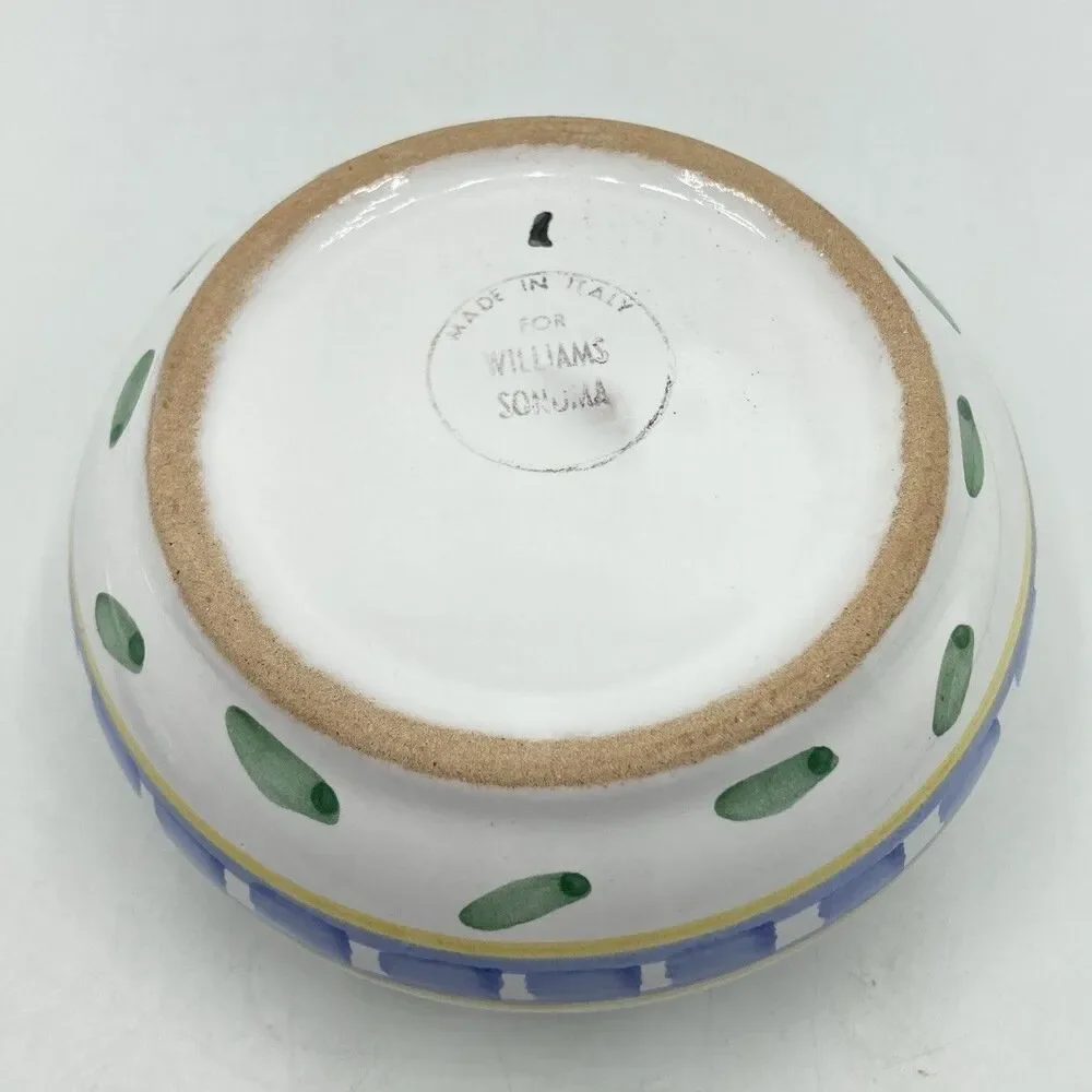 Vtg Williams Sonoma Tournesol Italy Handpainted Sugar Bowl with Lid Blue White